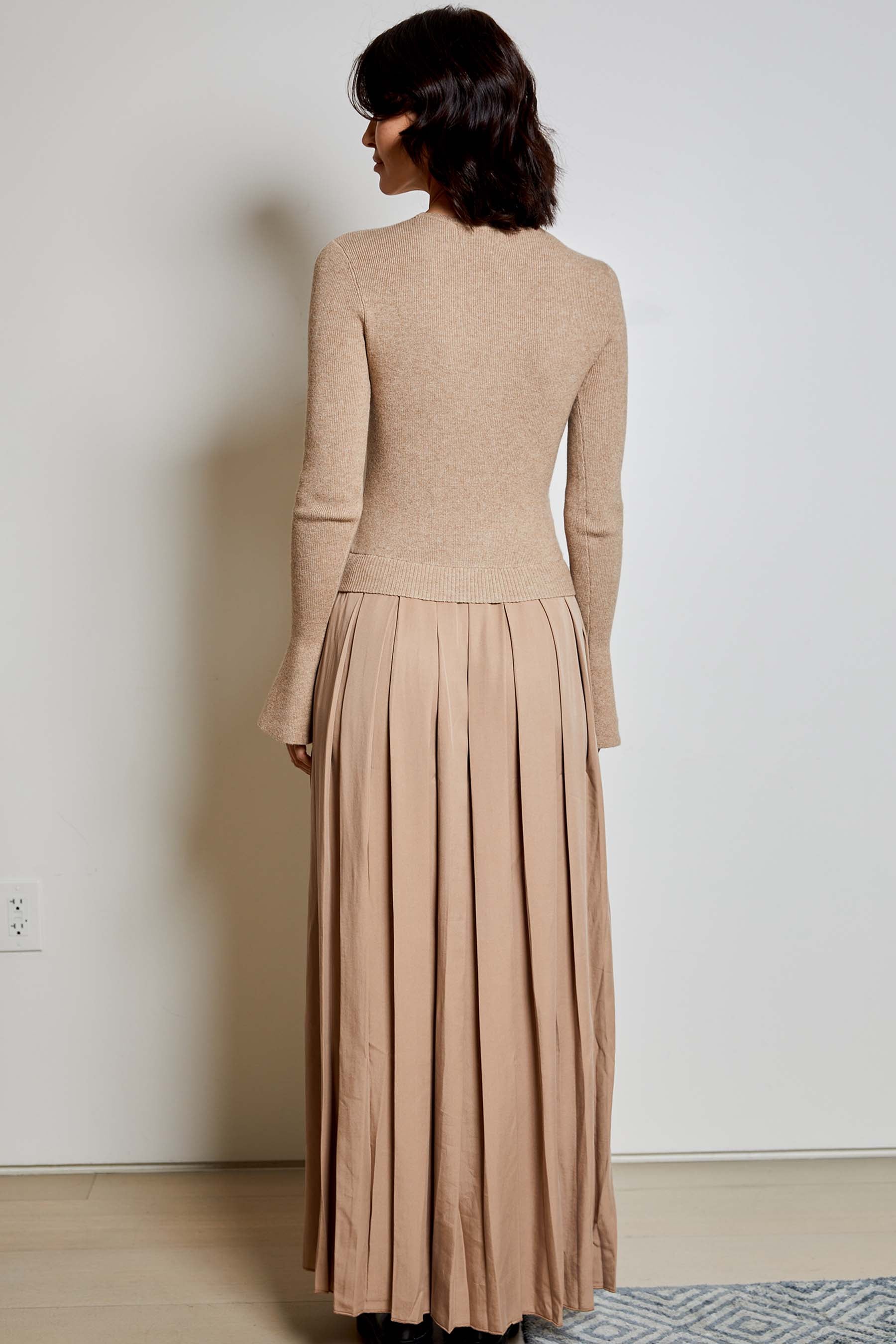 dh new york kaz wool blend layered midi dress dh New York Women's Gray Kaz Wool-Blend Layered Midi-Dress Size S
